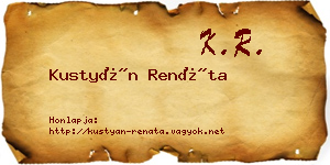 Kustyán Renáta névjegykártya